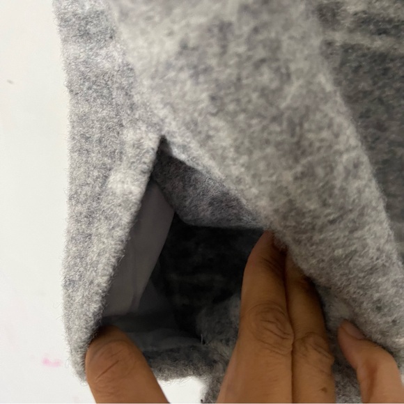 Rachel Zoe Boiled Wool Long Lapel Vest Windowpane Plaid Grey White Long Sz M - Picture 6 of 7